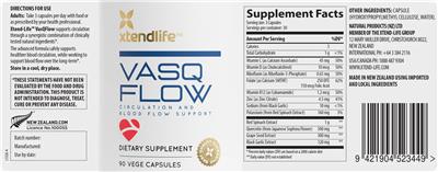 Xtendlife VasQFlow source label used in the packaging illustration