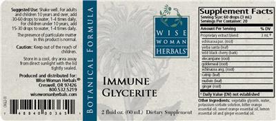 Wise Woman Herbals Immune Glycerite source label used in the packaging illustration