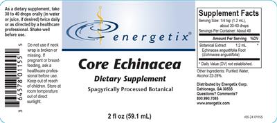Energetix Core Echinacea source label used in the packaging illustration