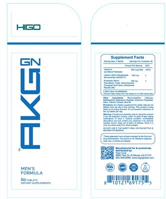 Higo AKG GN Men's Formula source label used in the packaging illustration