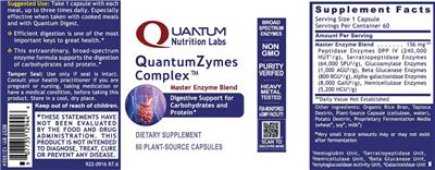 Quantum Nutrition Labs QuantumZymes Complex source label used in the packaging illustration