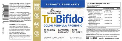 Master Supplements TruBifido source label used in the packaging illustration