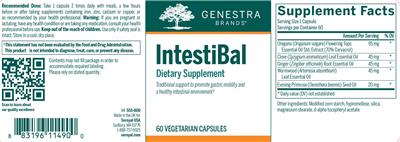 Genestra Brands IntestiBal source label used in the packaging illustration