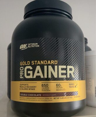 ON Optimum Nutrition Gold Standard Pro Gainer Double Chocolate source label used in the packaging illustration