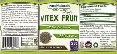 Pure Naturals Herbs Vitex Fruit 400 mg product packaging