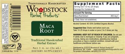 Woodstock Herbal Products Maca Root product packaging