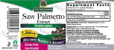 Nature's Answer Saw Palmetto Extract 1200 mg source label used in the packaging illustration