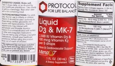 Protocol For Life Balance Liquid D3 & MK-7 product packaging