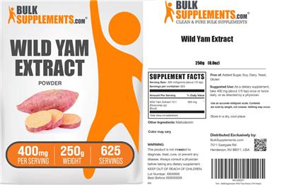 BulkSupplements.com Wild Yam Extract Powder 400 mg product packaging