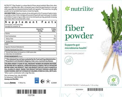 Nutrilite Fiber Powder source label used in the packaging illustration