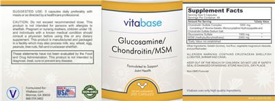 Vitabase Glucosamine/Chondroitin/MSM source label used in the packaging illustration