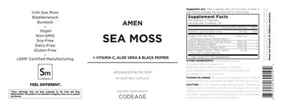 Codeage Amen Sea Moss source label used in the packaging illustration