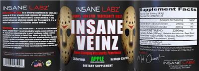 Insane Labz Insane Veinz Apple source label used in the packaging illustration