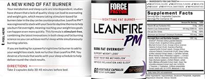 Force Factor LeanFire PM source label used in the packaging illustration