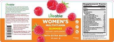 Lifeable Women's Multivitamin Gummies Raspberry Flavor source label used in the packaging illustration