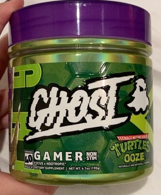GHOST Gamer Non Stim Teenage Mutant Ninja Turtles Ooze source label used in the packaging illustration