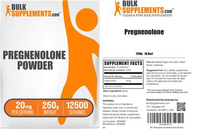 BulkSupplements.com Pregnenolone Powder 20 mg product packaging