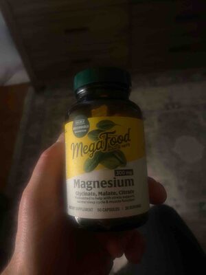 MegaFood Magnesium 300 mg source label used in the packaging illustration