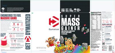 Dymatize Super Mass Gainer Fruity Pebbles source label used in the packaging illustration