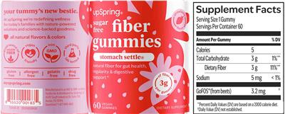 UpSpring Fiber Gummies Strawberry Flavored source label used in the packaging illustration