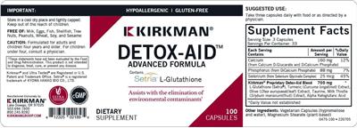 Kirkman Detox-Aid Advanced Formula source label used in the packaging illustration