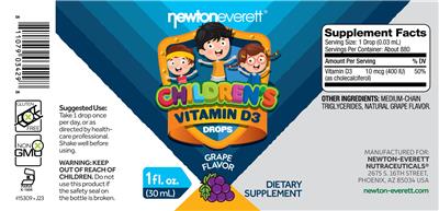 NewtonEverett Children's Vitamin D3 Drops Grape Flavor source label used in the packaging illustration