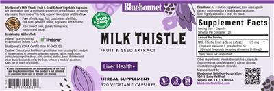 Bluebonnet Milk Thistle Fruit & Seed Extract source label used in the packaging illustration