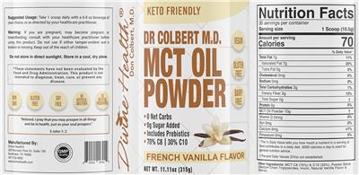 Divine Health MCT Oil Powder French Vanilla Flavor product packaging