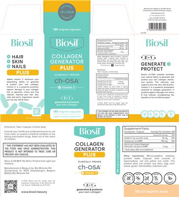 Biosil Collagen Generator Plus source label used in the packaging illustration
