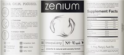 Zenium Tranquilty source label used in the packaging illustration