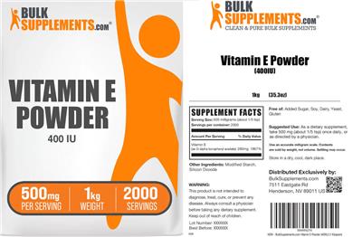 BulkSupplements.com Vitamin E Powder 500 mg product packaging