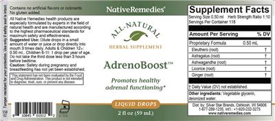 Native Remedies AdrenoBoost source label used in the packaging illustration