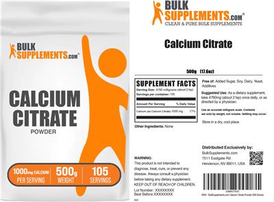 BulkSupplements.com Calcium Citrate Powder 1000 mg product packaging
