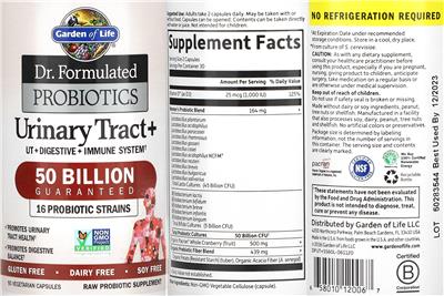 Garden of Life Dr. Formulated Probiotics Urinary Tract+ Shelf Stable product packaging