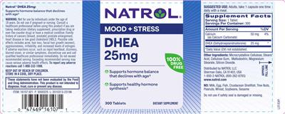 Natrol DHEA 25 mg source label used in the packaging illustration