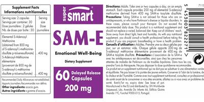 SuperSmart SAM-e 200 mg product packaging