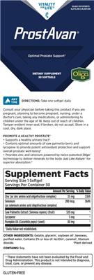 Vitality For Life ProstAvan source label used in the packaging illustration