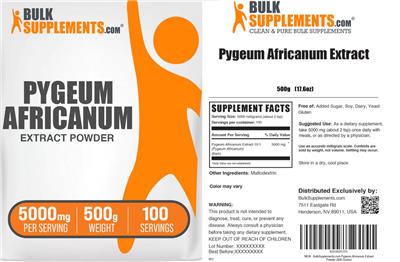 BulkSupplements.com Pygeum Africanum Extract Powder 5000 mg product packaging