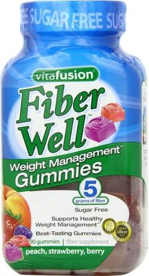 vitafusion Fiber Well Fit source label used in the packaging illustration