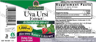 Nature's Answer Uva Ursi Extract 1000 mg source label used in the packaging illustration