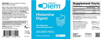 OmneDiem Histamine Digest 30000 HDU source label used in the packaging illustration
