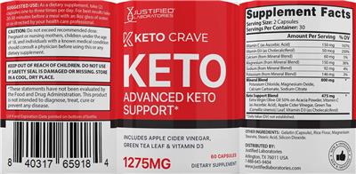 Justified Laboratories Keto Crave Keto product packaging