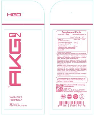 Higo AKG GN Women's Formula source label used in the packaging illustration