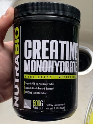 NutraBio Performance Creatine Monohydrate source label used in the packaging illustration