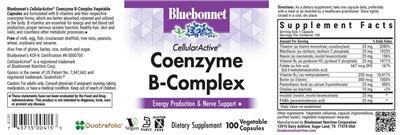 Bluebonnet CellularActive Coenzyme B-Complex source label used in the packaging illustration