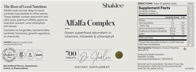 Shaklee Alfalfa Complex source label used in the packaging illustration