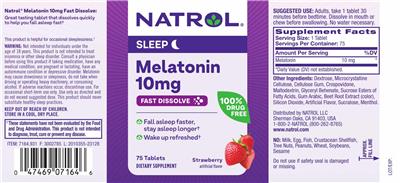 Natrol Melatonin 10 mg Fast Dissolve Strawberry source label used in the packaging illustration