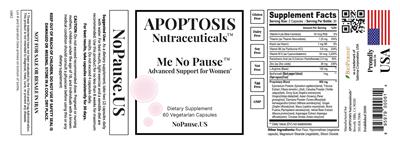 APOPTOSIS Nutraceuticals Me No Pause source label used in the packaging illustration