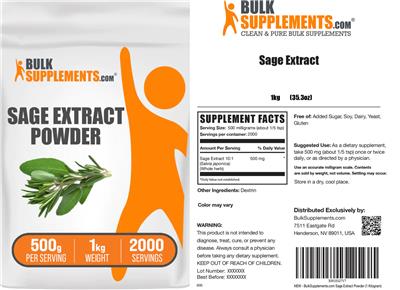 BulkSupplements.com Sage Extract Powder 500 g product packaging