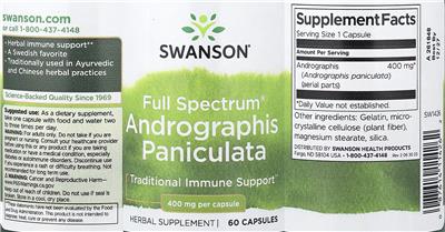 Swanson Full Spectrum Andrographis Paniculata 400 mg source label used in the packaging illustration